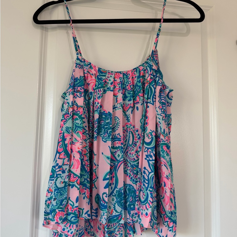 Lilly Pulitzer Pink and Blue Paisley Tank Top